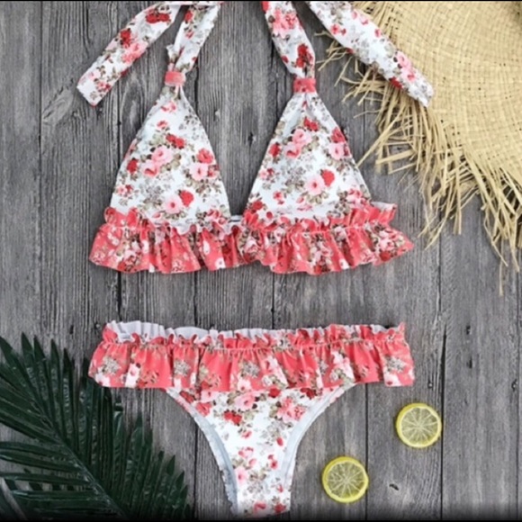 Roses and Ruffles Halter Bikini - Picture 3 of 3
